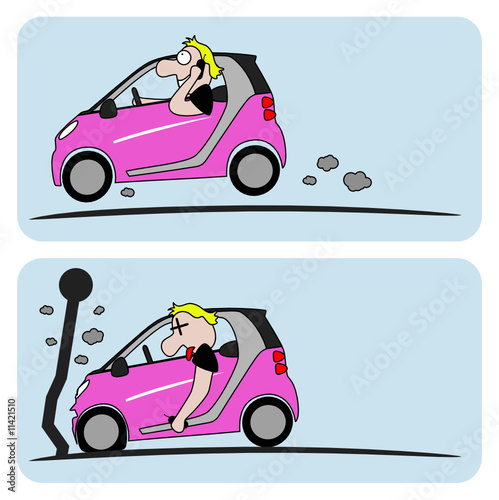 A man driving causing an accident while talking on the phone