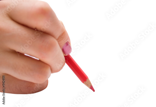 Woman hand holding pencil
