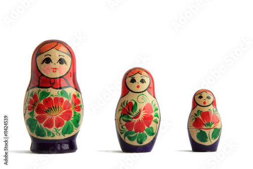 Russian toy matrioska isolated on white background photo