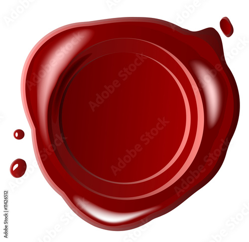 Red seal wax with small drop isolated on white (jpg)