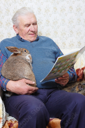 man with rabbit