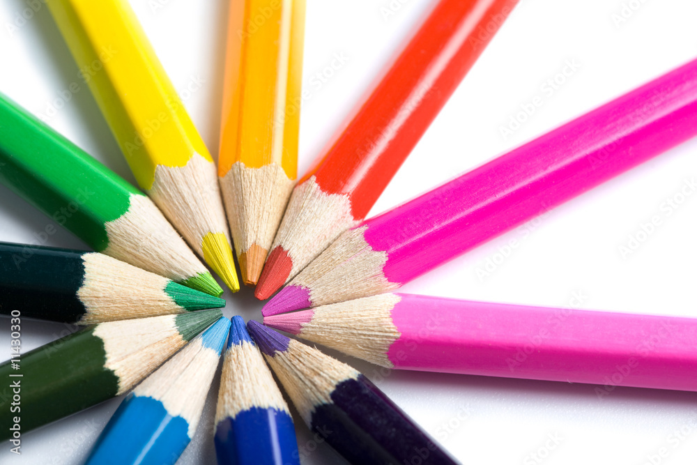 colored pencils in round shape isolated colored pencils in round shape isolated