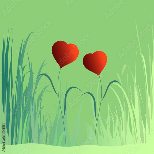 Love in the grass. Valentine design
