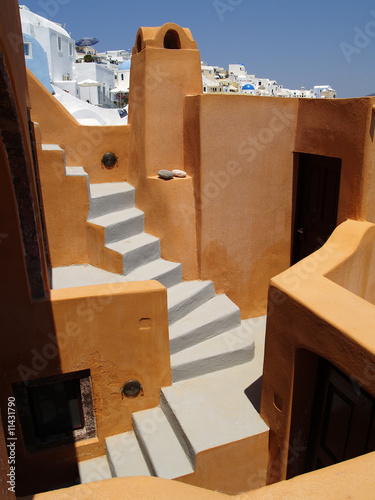 Colorful orange view on Santorini, Greece