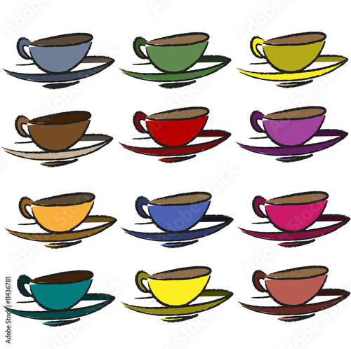tazzine di caffè colorate