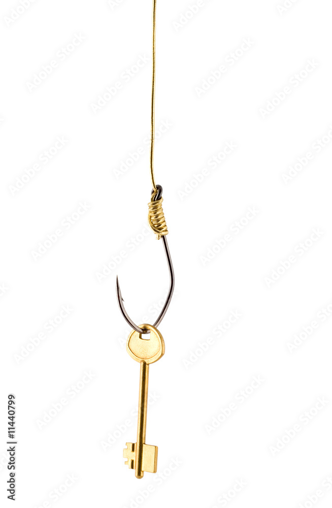 Golden key on hook