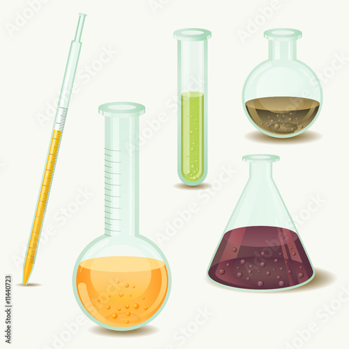 laboratory bottles - vector