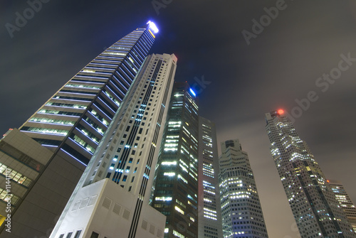 singapore business district at night