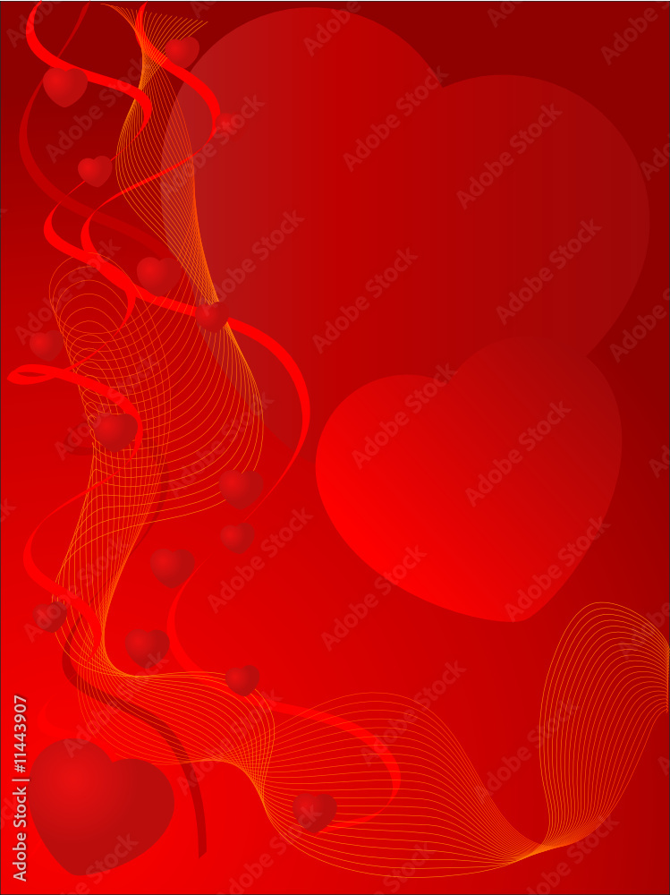 Red valentine background with hearts