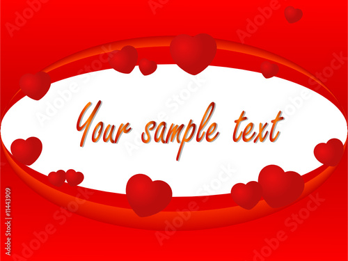 Red valentine background with hearts