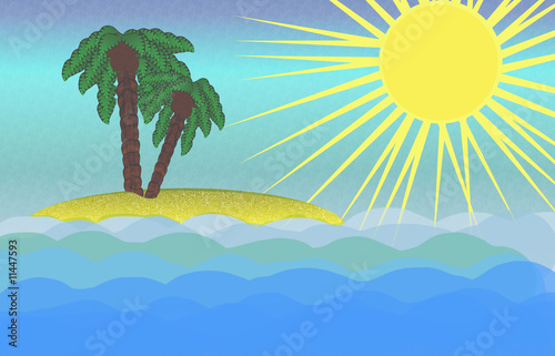 Summer Haze Paradise Island Background Scene