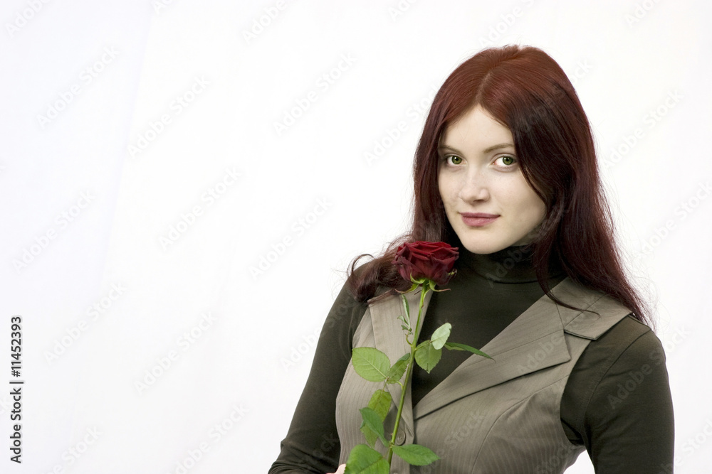 Frau mit Rose Frau mit Rose