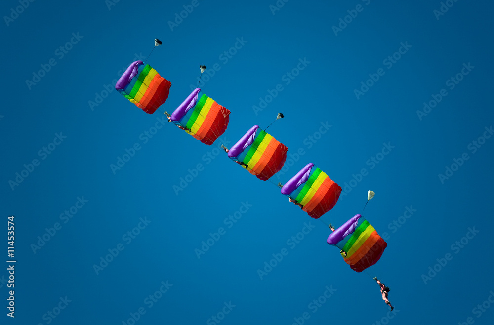 Group parachute aerobatic. Stock Photo Adobe Stock