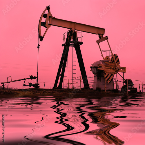Fotografie industrial oil pump with reflection