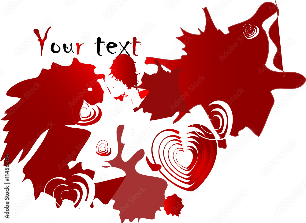Red blot with hearts - vector illustration