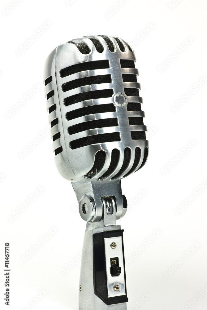 Fototapeta premium Vintage Microphone on white background