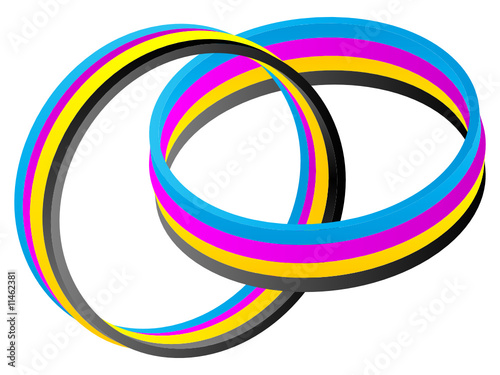 vector illustration of CMYK colors on rings