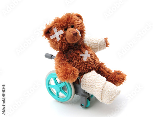 Bear in wheelchair