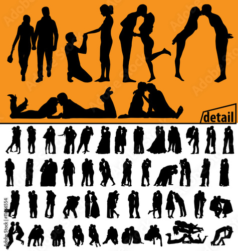 kissing couples silhouettes