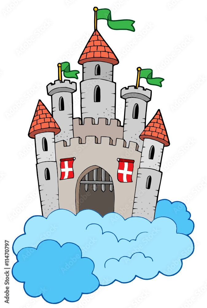 Medieval castle on clouds