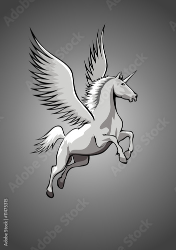 Das fliegende Einhorn , schwarzweiss