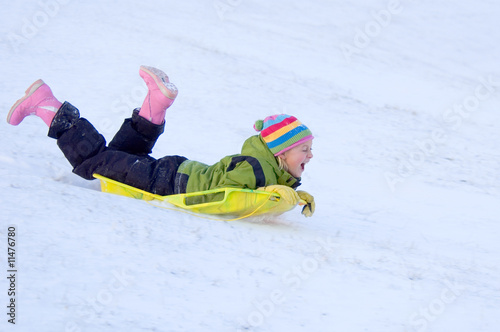 Happy Girl Sledding photo