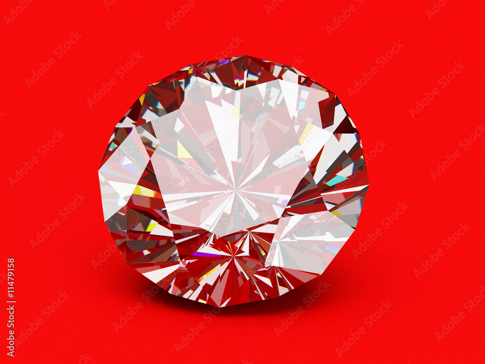 A close up of a diamond over a red background