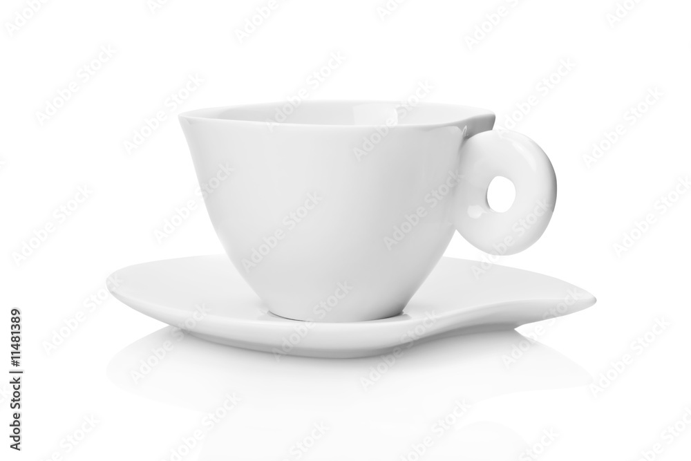 White tea cup and saucer isolated on white background White tea cup and saucer isolated on white background
