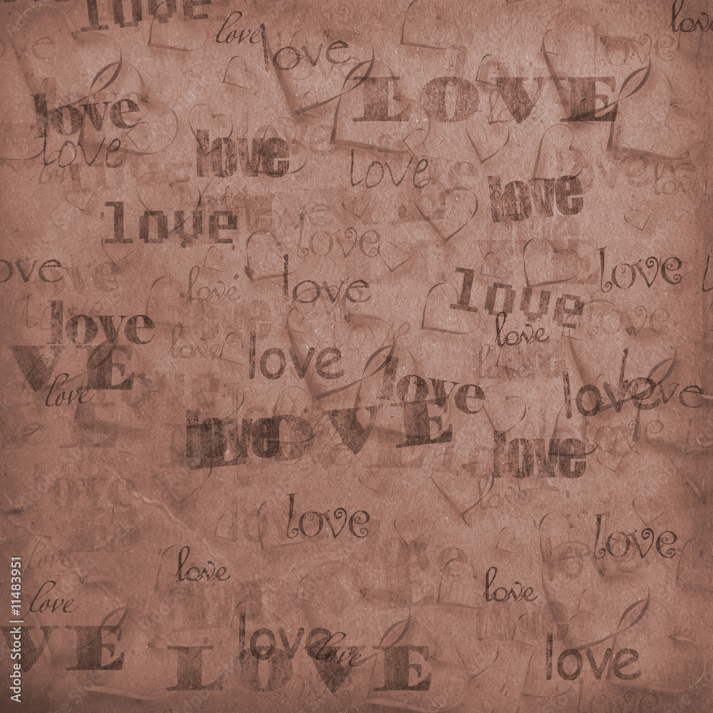 Old paper in grunge style. Abstract background with hearts