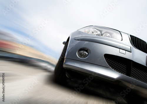 Fast car moving with motion blur
