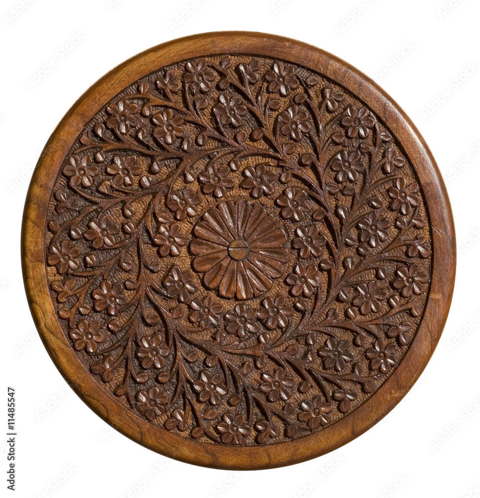 carved wood decorative circular panel isolated carved wood decorative circular panel isolated