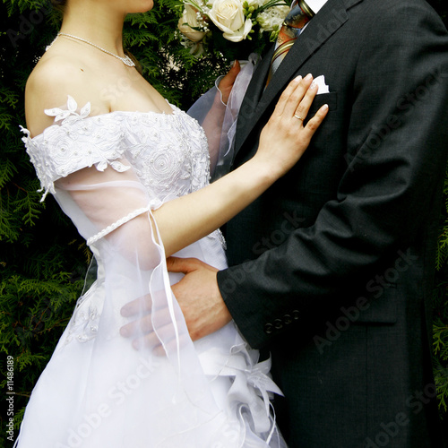 loving couple on their wedding day photo