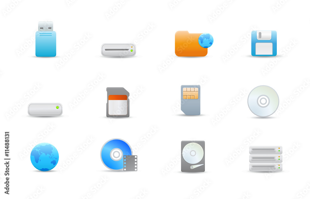 simple icons for common storage devices simple icons for common storage devices