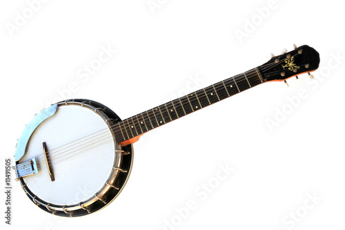 Musical instrument banjo isolated on a white background.
