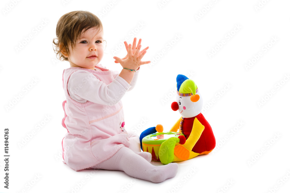 Baby playing isolated