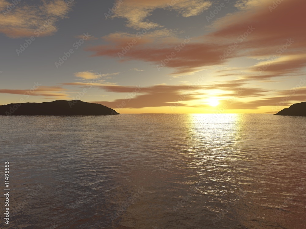 Sonnenuntergang hinter Insel