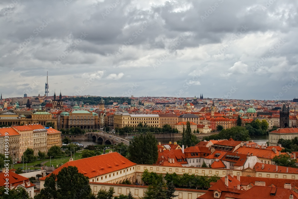 the panoramic view of old Prague