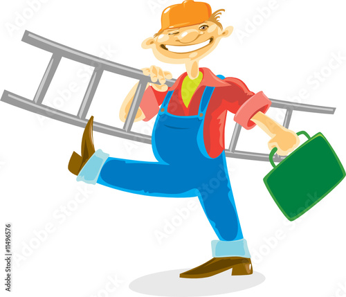 Worker with ladder