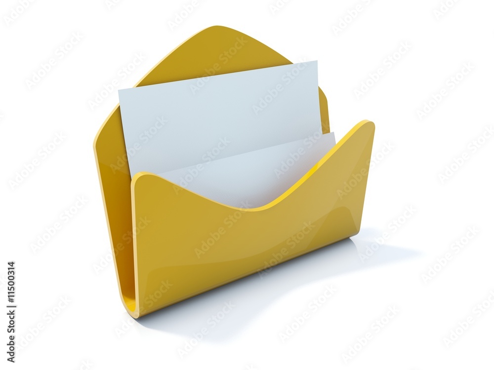 Yellow mail icon isolated on white Yellow mail icon isolated on white