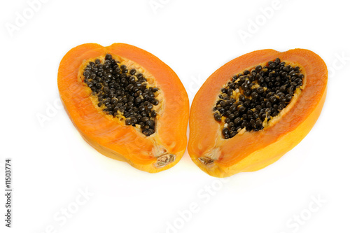 Papaya fruit isolated on white background