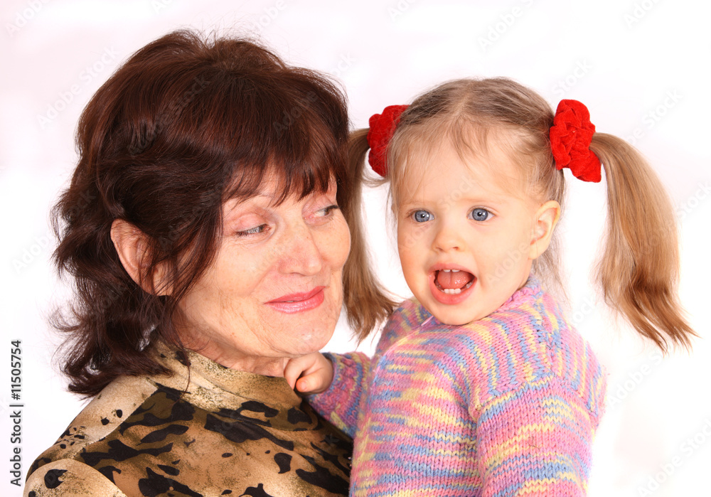 Portrait of grandmother and granddaughter. Portrait of grandmother and granddaughter.