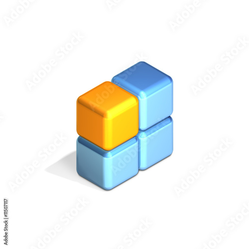 Four Cubes, Stacked Two Over Two