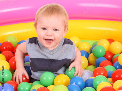Birthday of fun boy in balls.