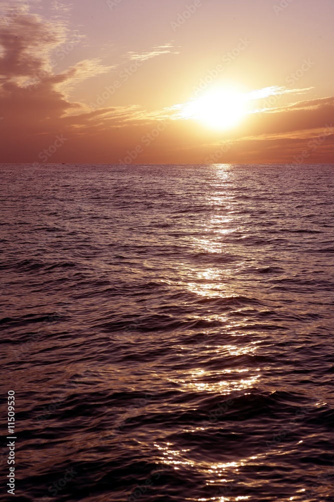 Fototapeta premium Red and blue sunrise in Mediterranean sea