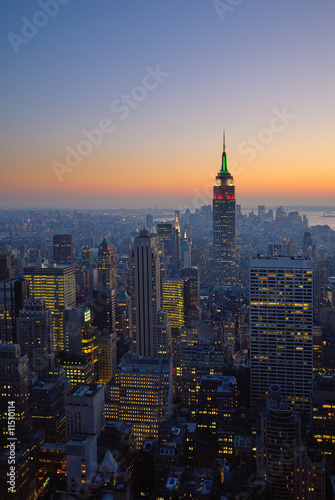 panorama of manhattan at sunset, new york