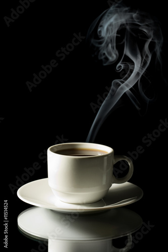 cup of coffee with steam isolated