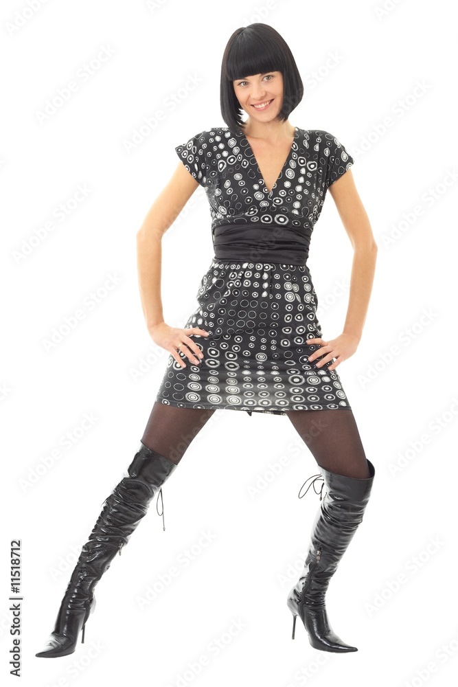 Beautiful girl standing against white background Beautiful girl standing against white background
