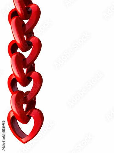 Chain of hearts, on a white background