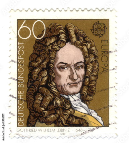 Old canceled german stamp with Leibniz photo