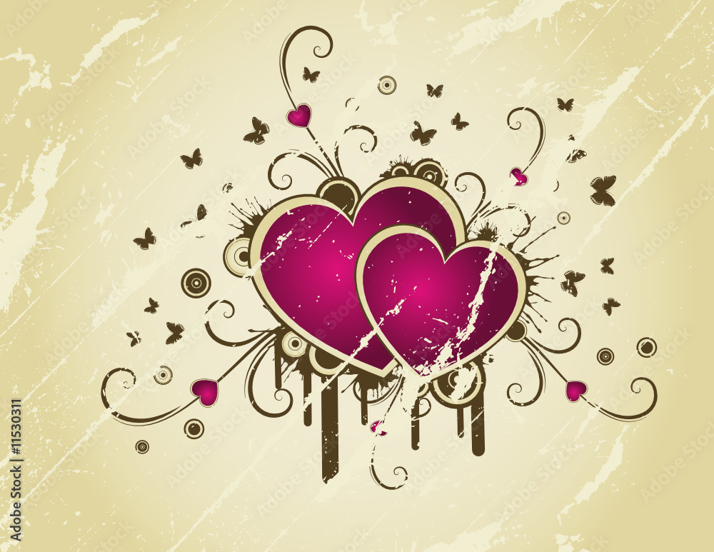 retro background with heart